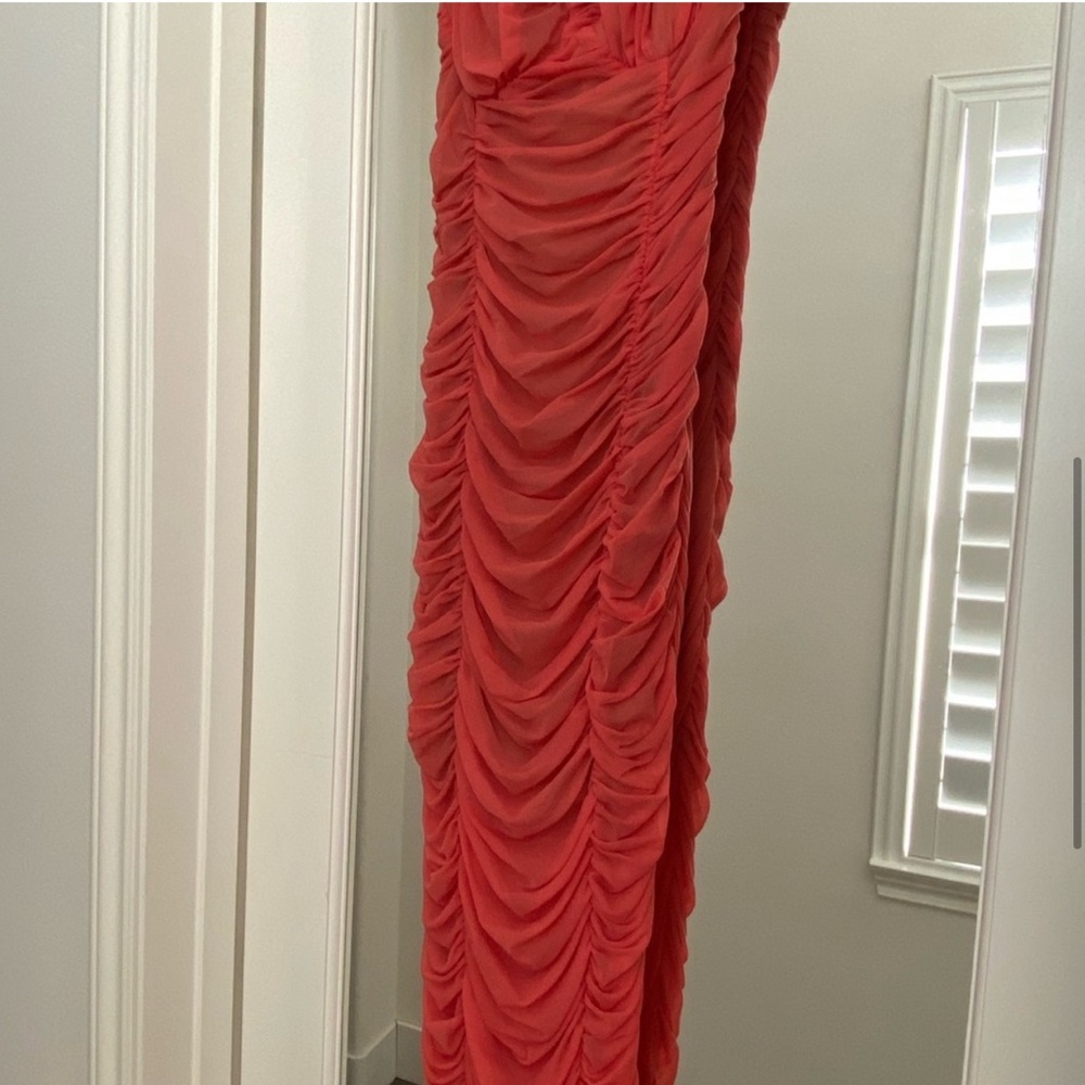 Revolve Lovers & Friends Fitted Midi Dress Coral - Picture 5 of 9